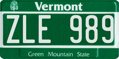 VT license plate ZLE989