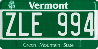 VT license plate ZLE994