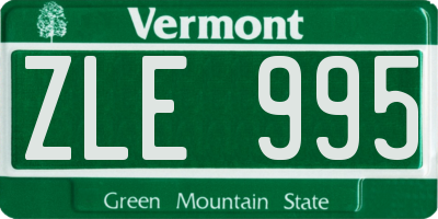 VT license plate ZLE995