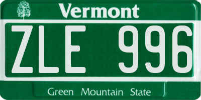 VT license plate ZLE996