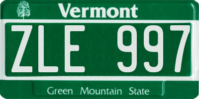 VT license plate ZLE997