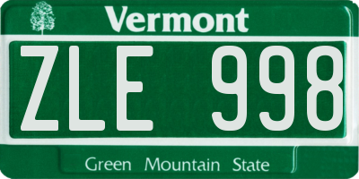 VT license plate ZLE998
