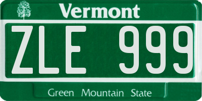 VT license plate ZLE999