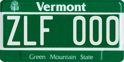 VT license plate ZLF000