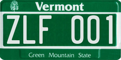 VT license plate ZLF001