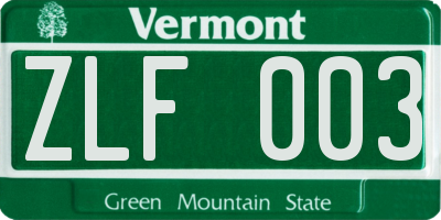 VT license plate ZLF003