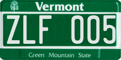 VT license plate ZLF005