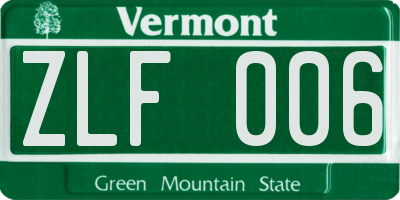 VT license plate ZLF006
