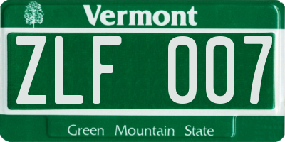 VT license plate ZLF007