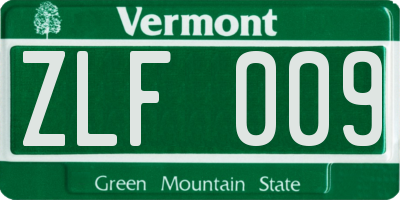 VT license plate ZLF009