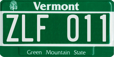 VT license plate ZLF011