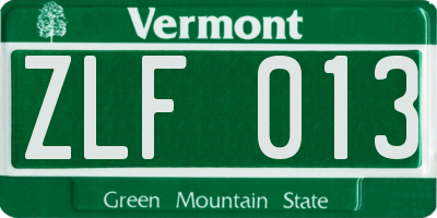 VT license plate ZLF013