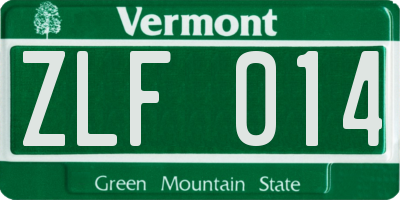 VT license plate ZLF014