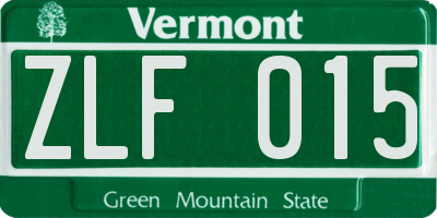 VT license plate ZLF015