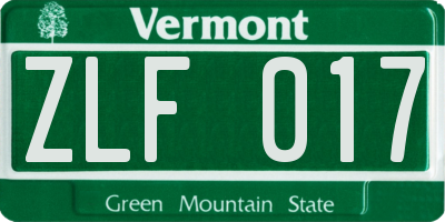 VT license plate ZLF017