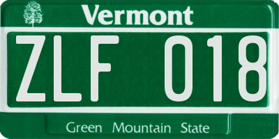 VT license plate ZLF018