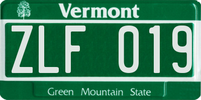 VT license plate ZLF019