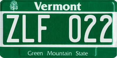 VT license plate ZLF022