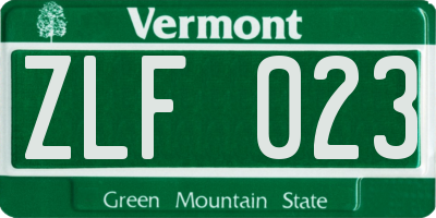 VT license plate ZLF023