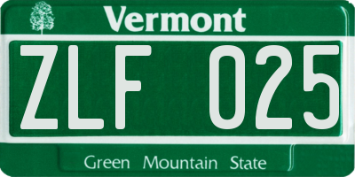 VT license plate ZLF025