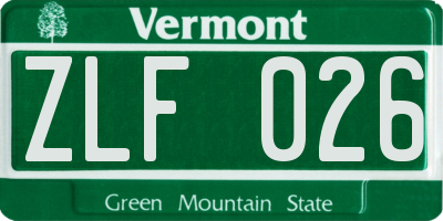 VT license plate ZLF026