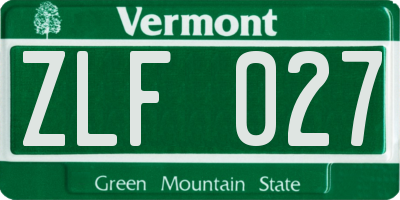VT license plate ZLF027