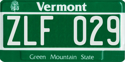 VT license plate ZLF029