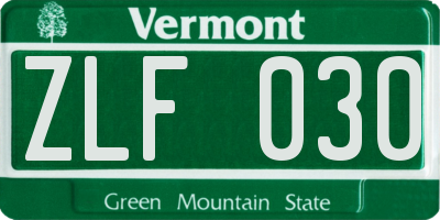 VT license plate ZLF030
