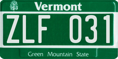 VT license plate ZLF031