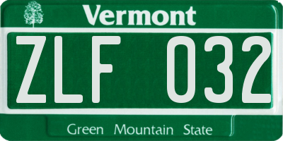VT license plate ZLF032