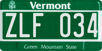 VT license plate ZLF034