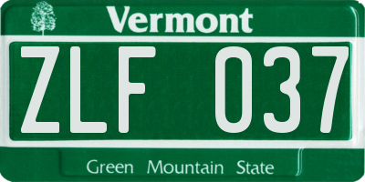 VT license plate ZLF037