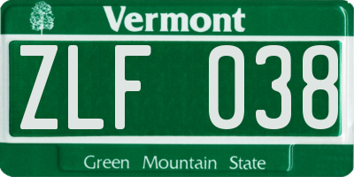 VT license plate ZLF038