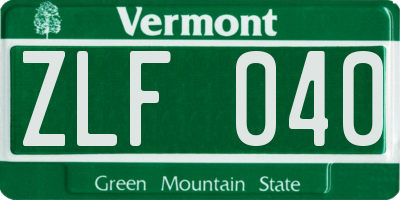 VT license plate ZLF040