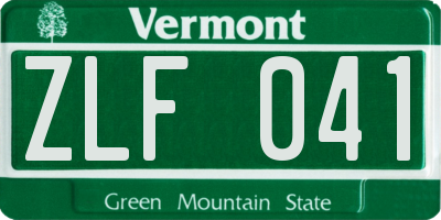VT license plate ZLF041