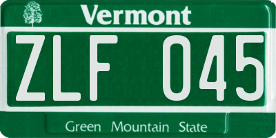VT license plate ZLF045