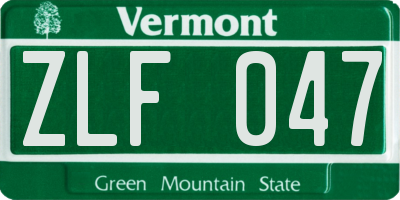 VT license plate ZLF047