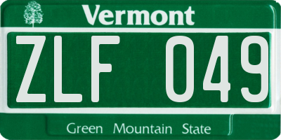 VT license plate ZLF049