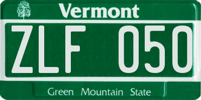 VT license plate ZLF050