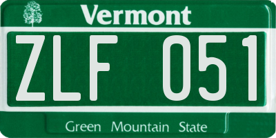 VT license plate ZLF051