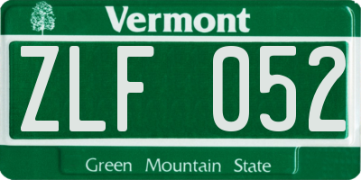VT license plate ZLF052