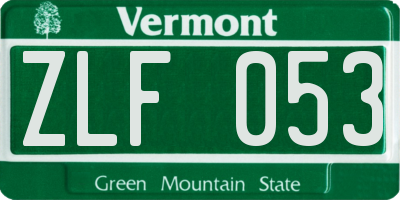 VT license plate ZLF053