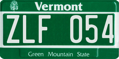 VT license plate ZLF054