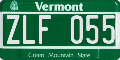 VT license plate ZLF055
