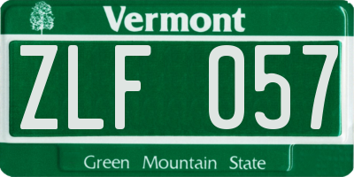 VT license plate ZLF057