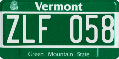 VT license plate ZLF058