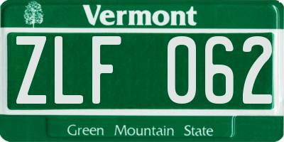 VT license plate ZLF062