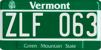 VT license plate ZLF063