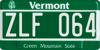 VT license plate ZLF064