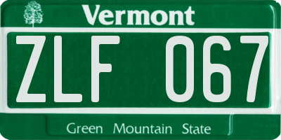 VT license plate ZLF067